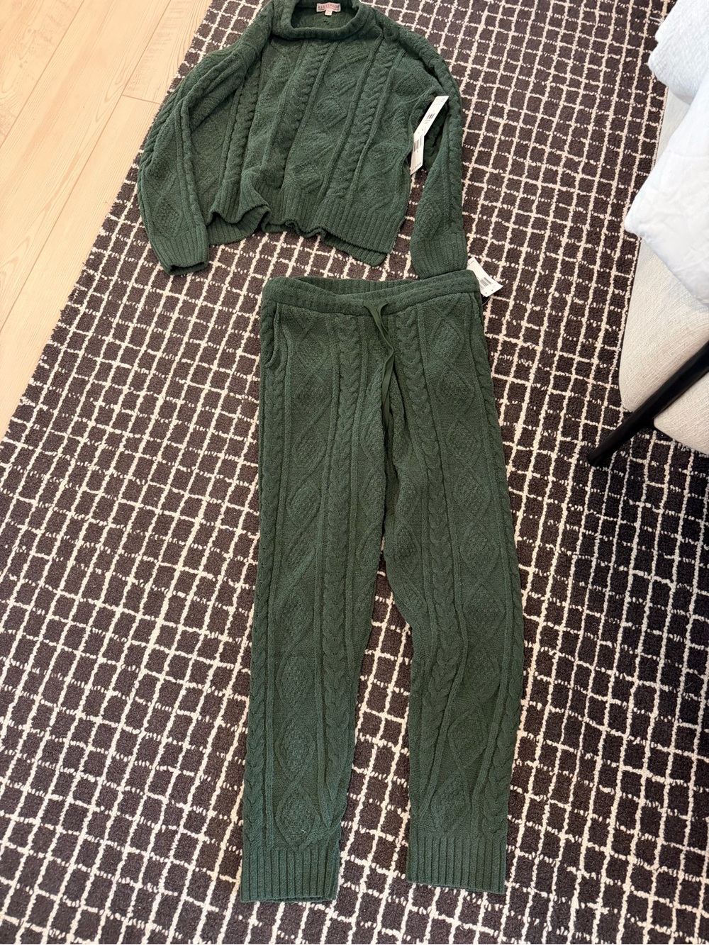 PJ Salvage Forest Green Cable Knit Loungewear Set